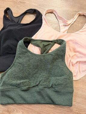 ALO Yoga Racerback Sports Bras - Olive Green, Blush Pink & Black